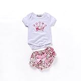 mimixiong(ミミクマ)ベビー服 子供服 キッズ ベビーウェア半袖 キッズウェア 赤ちゃん 上下セット女児 女の子 ガールズ 3M-12M (12M)