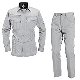 (バートル) BURTLE 作業着・作業服 上下セット(長袖シャツ+ワークパンツ) (6103,6093) シルバー M