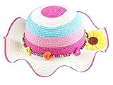 女の子サンハットプリンセスハット通気性ハットサマービーチハット[C]