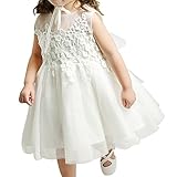 超ナイス　ベビー服　レース　チュール　花柄　ホワイト　ワンピース　帽子付　新生児　出産お祝い　蝶結び　幼児　フォーマル　記念日　撮影　百日記念　プリンセスドレス　0~24ヶ月 [並行輸入品]