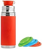 Pura Sport Jr. Stainless Steel 9 Ounce Vacuum Insulated Bottle - Orange - Plus Set of 3 Sealing Disk