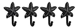 鋳鉄装飾壁フックのセット4 Distressed Blackenedブロンズ仕上げCast Ironヒトデ壁フック3.25 X 4.5 X 1.75インチブラックモデル# 30095