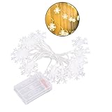 HiCollie　イルミネーションライト led 電池式 クリスマス 飾りライト スノーフレーク 常時点灯　点滅　二つモード 電池別売り (3M, ウォームホワイト)