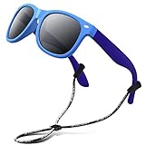 RIVBOS（リバッズ）RBK004 キッズ 子供用サングラス 偏光レンズ ゴムフレーム UVカット (ブルー&ブルー WF)