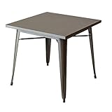 ダイニングテーブル 2人掛け 2人用 幅80cm 高さ75cm スチール 脚 天板 ブラック 一人暮らし カフェテーブル