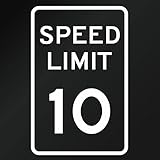 【カッティングステッカー アメリカ スピードリミット10マイル（道路標識） 大判Lサイズ 2枚組 幅約19cm×高約29cm】カラー：白（ホワイト）