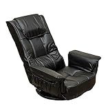 レバー式回転座椅子 ブラック 14段リクライニング 合成皮革 PVC 完成品 CXD-03BK