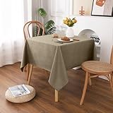AooHome テーブルクロス 正方形 撥水 小さめ 方形 無地 汚れ防止 おしゃれ シンプル テーブルカバー リネン類 耐熱 速乾 丸洗い お手入れ簡単 業務用・家庭用 コーヒー色 90x90cm
