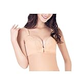 Cozy Maker（C&M）マタニティブラジャー ハーフトップ ノンワイヤー 授乳 ブラ 前開き 出産準備品 授乳便利 産前産後兼用 ボタン付き 大きいサイズ かわいい (85B, ベージュ)