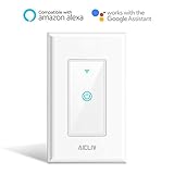 aiclivスマートスイッチ、WiFiライト壁スイッチの必要なし、ハブ、中性線必要な、と互換性Alexa、Google、家IFTTT、Appリモートコントロールライトどこからでも、FCC、ETL Li