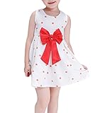 (ウォ２U)Woo2u 可愛い 女の子 ガールズ 白色 ドット柄 蝶結び お姫様 ノースリーブ ひざ丈 カジュアル Aライン 入園式 フォーマル ワンピース パーティー チュニック お呼ばれ ドレス 