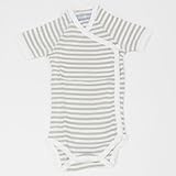 (アンダーザナイル) Under The Nile 半袖 前開き ボディスーツ ブラウンストライプ サイズ nb-3m (身長50-60cm 目安0-3ヶ月) オーガニックコットン