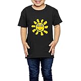 面白い ボーイとガール サニースマイル カートゥーン Ｔシャツ 100%棉 Black Size 4 Toddler