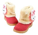 Arrowhunt Baby Girls Winter Fur Shoes Kids Rabbit Warm Snow Boots Red by Arrowhunt