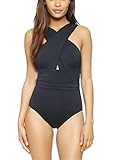 レディース水着 連体式 ワンピース セパレーツ ラッシュガード フィットネス スクール水着　着痩せ 　カップ付　保守的　夏休み 泳ぐ クロススト　　曲線美　無地　　 (m, ブラック)