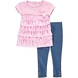 Juicy Coutureベビー女の子用フリル付きレースレギンスセット カラー: ピンク