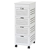 《野菜やペットボトル、キッチン小物をまとめて収納》ファミリー・ライフ 天然木桐材キッチンストッカー (5段タイプ, ホワイト)