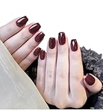 [Herbeluemily] ネイルチップ ショート 手作り 付け爪 収納ケース 10枚入 ジェルネイル風 赤 A（艶紅） S