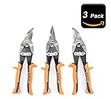 KSEIBI Sheet Metal Aviation Snip Cutter 10 Inch Length 1 3/8 inch Cutting Capacity (3 Pack)