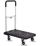 Rxbdk ショッピングトロリーフラットベッドトラック折りたたみ式折り畳み式ポータブルプルカーゴ取扱い家庭用ミュート