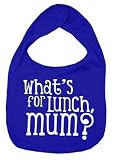 Dirty Fingers, What's for lunch, Mum?, Boy Girl Feeding Bib, Royal Blue by Dirty Fingers