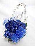 【プリザーブドフラワー／ガラスの靴シリーズ】青い薔薇の神秘にリボンとスワロフスキーの輝きを添えて【リボンラッピング付き】
