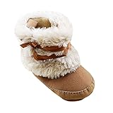 Weixinbuyベビーガールズファー蝶結び雪ショートブーツ暖かフリース靴 カラー: ベージュ