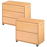 押入れ収納 2個組 キャスター付き ワゴン チェスト 収納 サイドチェスト 隙間 〔2杯+3杯〕 ナチュラル