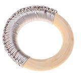 Baoblaze 全4色 　歯がため　リング　ライン織り　天然木製　手作り - グレー