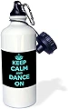 ローズWB _ 163927 _ 1 Keep Calm and Dance Ballet、ピンクとホワイトスポーツウォーターボトル、21オンス、ホワイト