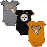 NFL PittsbughスティーラーズGirlsグレー/ブラック/イエロー3 - Pack Creeper Set 6/9 Months