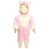 ベビー カバーオール 動物 着ぐるみ ふわもこもこ フリース なりきり コスチューム ピンク-ネコ 70cm