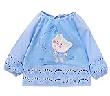 【SEBLES】 キッズ ベビー くま ベア キュート エプロン スモック 幼稚園 お絵かき 全4色 サイズ 80 90 100 クロスセット (ブルー,100)