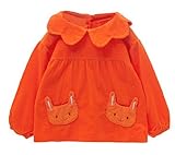 【SEBLES】 キッズ ベビー うさぎ キュート エプロン スモック 幼稚園 お絵かき 全3色 サイズ 75 80 90 100 クロスセット (オレンジ,75)