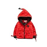 Pojour ベビー服 子供服 男の子 女の子 冬秋 防寒 厚いコート 可愛い星コート 厚手 長袖 暖かいジャケット ベビールームウェア 普段着 カジュアル 旅行 記念日 プレゼント 赤