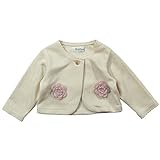 《秋冬春対応》(日本製) Pample Mousse(パンプルムース) A/Cダブルフェイス起毛花モチーフ付きボレロ 80cm/IV NO.DP-73203