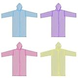 Perfk 使い捨てレインコート　フードと袖付き　レインポンチョ　　子供　　4枚　　　ポータブル　　男女兼用