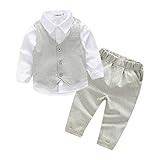 NiceYY ベビー服 キッズスーツ フォーマル シャツ ロンパーススーツ ３点セット シャツ ベスト パンツ ベビー 紳士風 男の子洋服 赤ちゃん 幼児 出産祝い 結婚式 撮影 記念日 誕生日 (グ