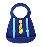 Seliyi 赤ちゃん幼児用食品キャッチャーと防水細菌抵抗性ソフト シリコン ベビービブ (青-小さな男の子)