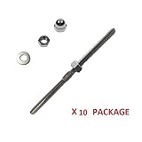 ArkHardware  1/4"  ねじ山つきスタッドエンド  継手  パッケージ  1/8"  ケーブルデッキ手すり  手がしめ用  ステンレス鋼タイプ316  マリーングレード