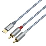 DCHAV 4フィート RCA - USB C オーディオケーブル タイプC - 2 RCAアダプターコード オス 2RCA Yスプリッター ナイロン編組ワイヤー レッド ホワイト インターフェース スピーカー DVDプレーヤー 車 ステレオ ホームシアター ノートパソコン コンピュータ アンプ用