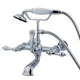 Elements of Design DT5421AL Hot Springs Wall Mount Clawfoot Tub Filler with Hand Shower, 6-4/9' in S
