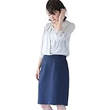 Pearls　ブラウスとタイトスカートをドッキングした♪ 授乳口つき 異素材ワンピース (blue gray × navy)