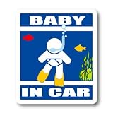 わーるどくらふと BABY IN CAR スキンダイビング・シュノーケル・スノーケルバージョン ステッカー （あお）