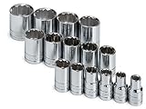 SK 4122 15 Piece 1/2-Inch Drive 12 Point 3/8-Inch to 1-1/4-Inch Standard Socket Set by SK Hand Tool