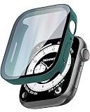 TEIQ アップルウォッチ カバー ケース 40mm 硬度10H 日本製旭硝子 生活-防水 【シリーズ SE3 SE2 SE 6 5 4 対応】 40ミリ (グリーン)