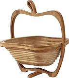 不二貿易 バスケット 小物入れ かご 幅27×奥行23×高さ30cm 竹製 折りたたみ 鍋敷き 2way Mサイズ りんご 28681