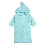 ベビー おくるみ　赤ちゃん シュラフ　ブランケット　タオルケット　寝袋　フード付き　快適　柔らかい (アクアブルー)