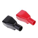 B Baosity ダストキャップ　ソフト　PVC　レッドとブラック　トップポスト　スタイル　バッテリー端子　カバー