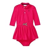 ポロラルフローレン ポニー付 長袖ポロワンピース ピンク (女の子3～9か月用) 9M [並行輸入品]